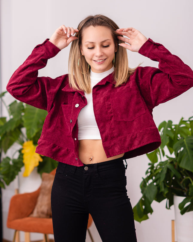 Casaca Cropped - Guinda
