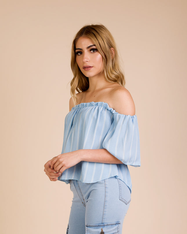 Blusa Rayas - Celeste