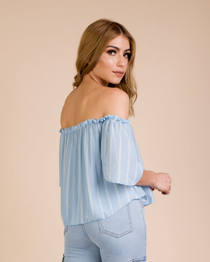 Blusa Rayas - Celeste