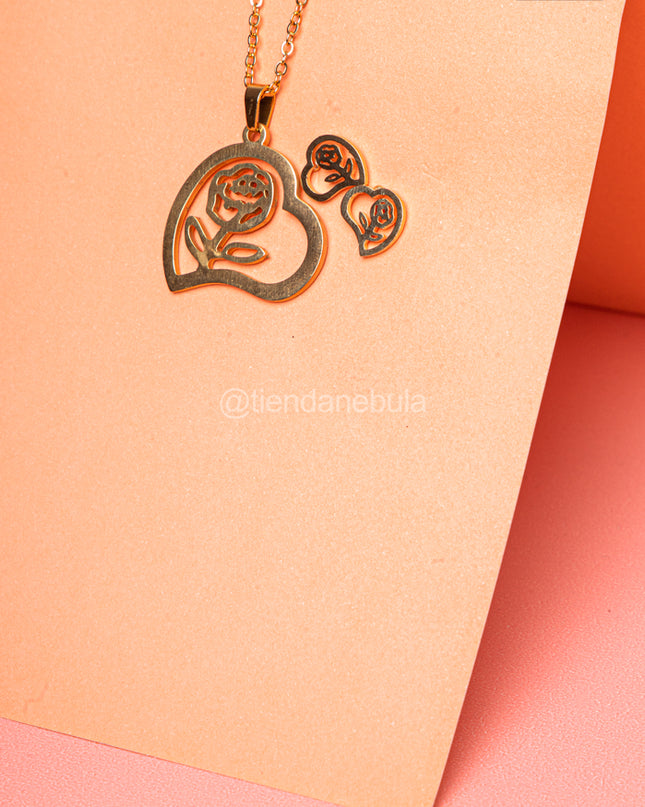 Set Collar Rosa Corazón