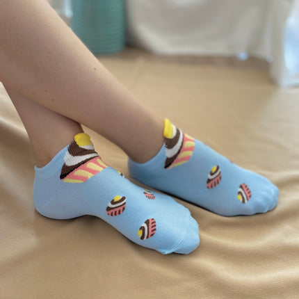 Medias Taloneras Pastelitos - Celeste