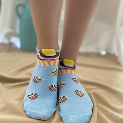 Medias Taloneras Pastelitos - Celeste