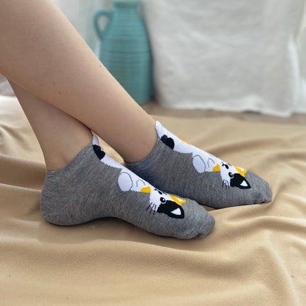 Medias Taloneras Gatito - Gris