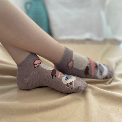 Medias Taloneras Gatito - Marron
