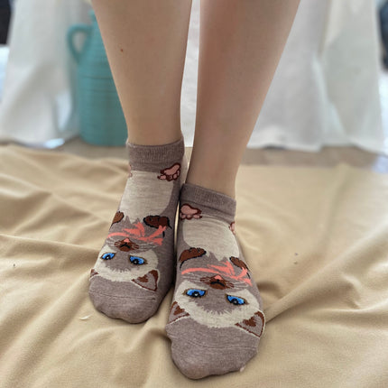 Medias Taloneras Gatito - Marron