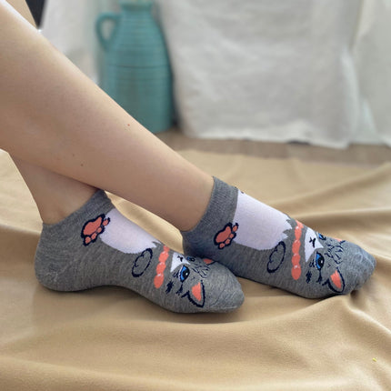 Medias Taloneras Gatito - Gris