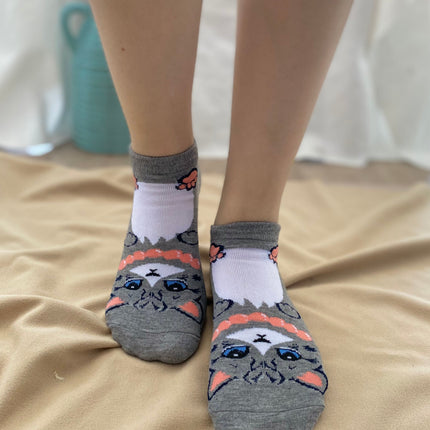 Medias Taloneras Gatito - Gris