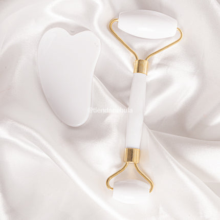 Rodillo facial + gua sha - Blanco