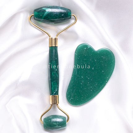 Rodillo facial + Gua sha - Verde