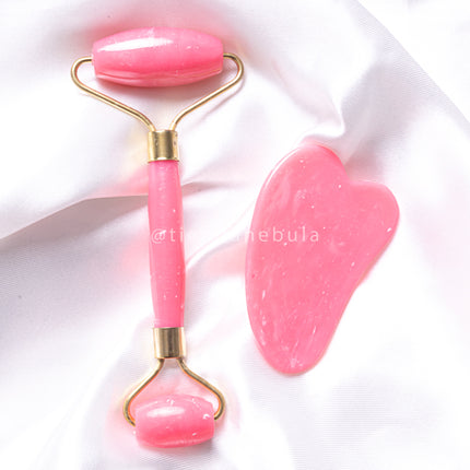 Rodillo facial + gua sha - Rosado