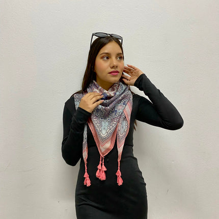 Pashmina con Diseño - Rosado