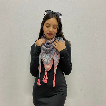 Pashmina con Diseño - Rosado