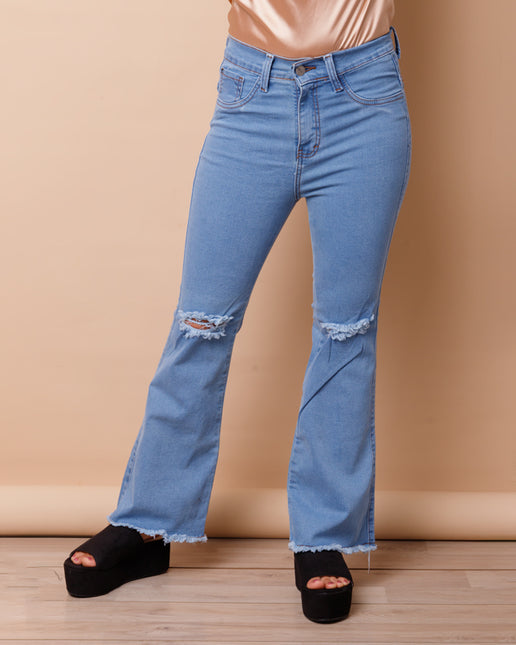 Pantalón Acampanado 4.0 - Celeste Rasgado