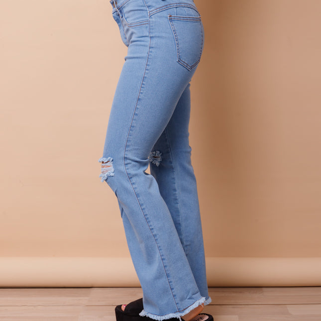 Pantalón Acampanado 4.0 - Celeste Rasgado