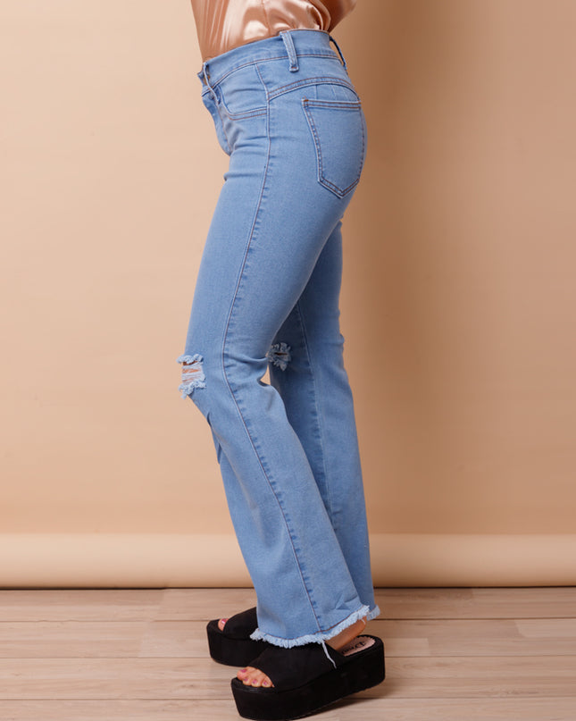 Pantalón Acampanado 4.0 - Celeste Rasgado