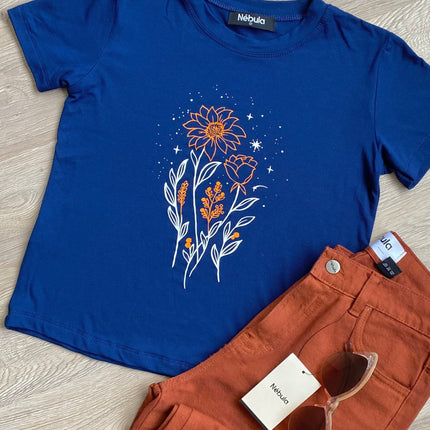 Polo Barú 10.0 - Florecitas - Azul