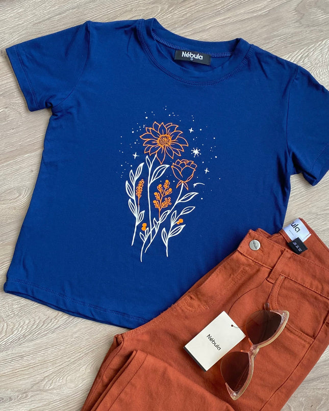 Polo Barú 10.0 - Florecitas - Azul