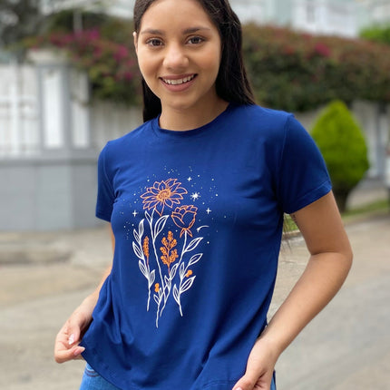 Polo Barú 10.0 - Florecitas - Azul