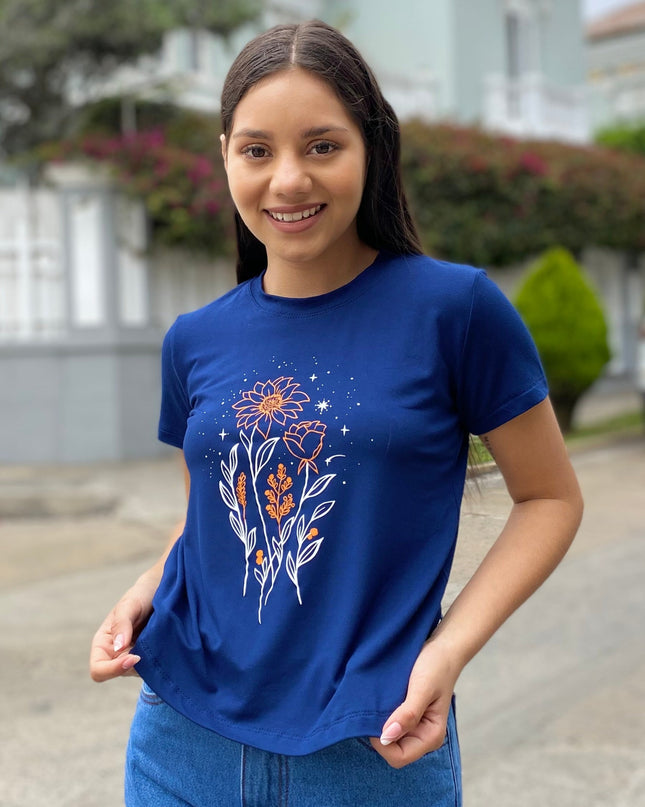 Polo Barú 10.0 - Florecitas - Azul