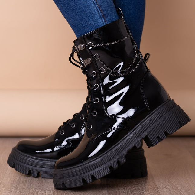Botas Kansas - Negro Charol - Tienda Nébula