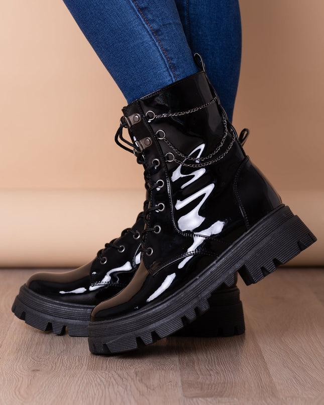 Botas Kansas - Negro Charol - Tienda Nébula