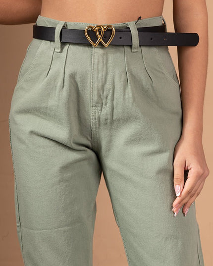 Correa Doble Corazon Dorado - Negro - Tienda Nébula