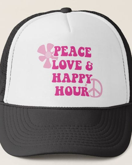 Gorra Unisex - Peace Love and Happy Hour - Tienda Nébula