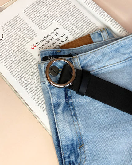Correa Aro Plateado - Negro