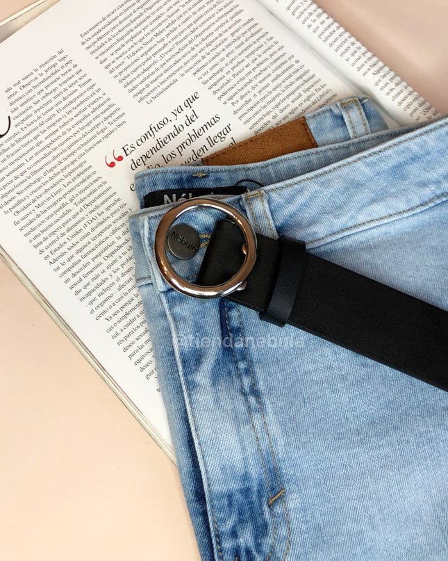 Correa Aro Plateado - Negro