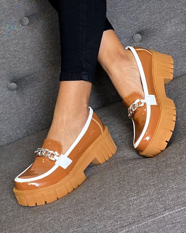 Mocasin Antalya - Camel con blanco - Tienda Nébula
