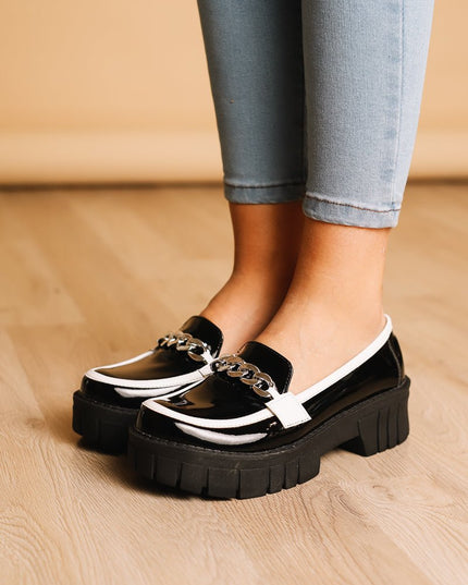 Mocasin Antalya - Negro con blanco - Tienda Nébula