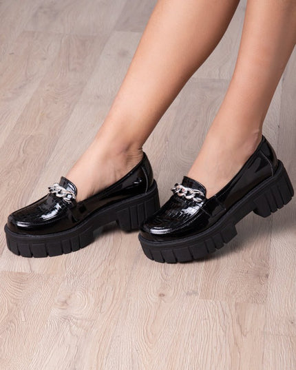 Mocasin Antalya - Negro Serpiente Charol - Tienda Nébula