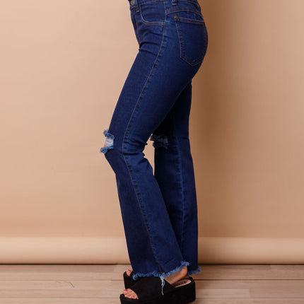 Pantalón Acampanado 4.0 - Azul Noche Rasgado - Tienda Nébula