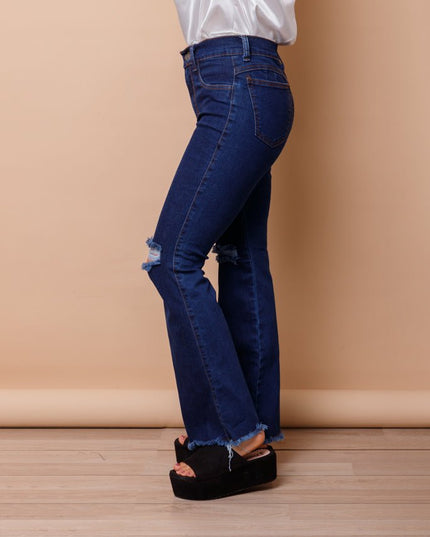 Pantalón Acampanado 4.0 - Azul Noche Rasgado - Tienda Nébula