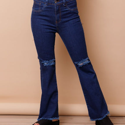 Pantalón Acampanado 4.0 - Azul Noche Rasgado - Tienda Nébula