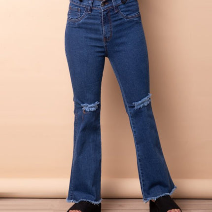 Pantalón Acampanado 4.0 - Azul Rasgado - Tienda Nébula