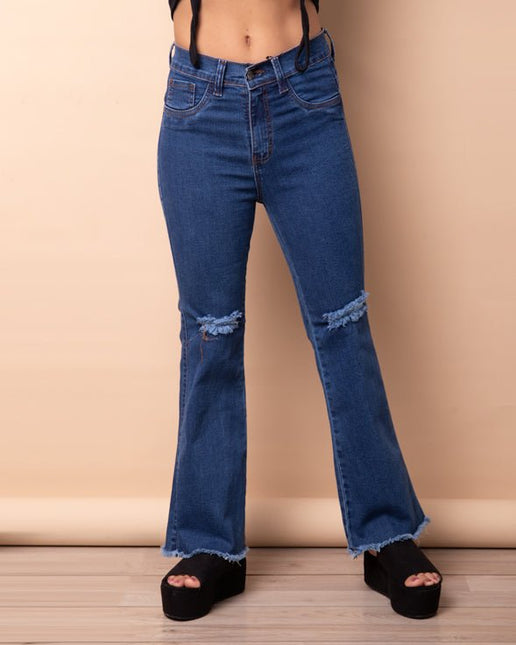 Pantalón Acampanado 4.0 - Azul Rasgado - Tienda Nébula
