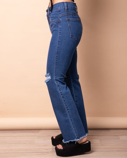 Pantalón Acampanado 4.0 - Azul Rasgado - Tienda Nébula