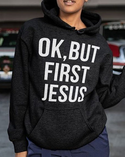 Polera Personalizada - Ok, But First Jesus - Tienda Nébula