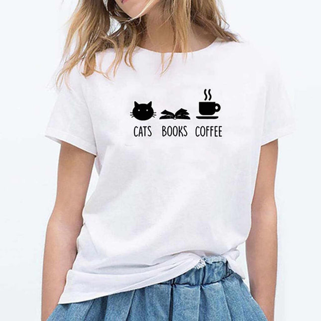 Polo Mujer - Cats Books Coffee - Tienda Nébula