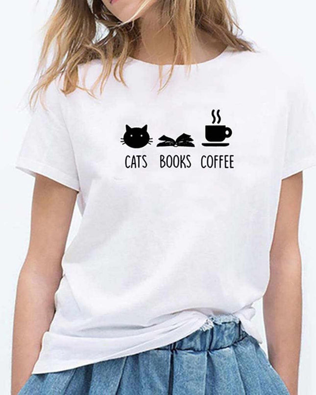 Polo Mujer - Cats Books Coffee - Tienda Nébula