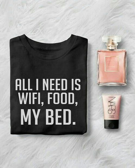 Polo Personalizado - All I Need is Wifi, Food, My Bed - Tienda Nébula