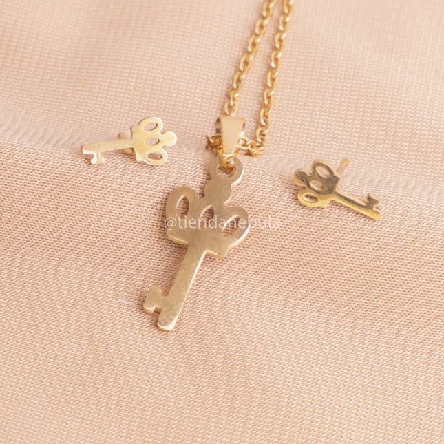 Set Collar Llave Corona - Tienda Nébula