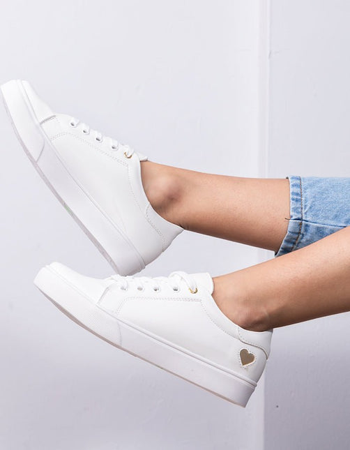 Zapatilla Arezzo - Blanco Corazón Dorado - Tienda Nébula