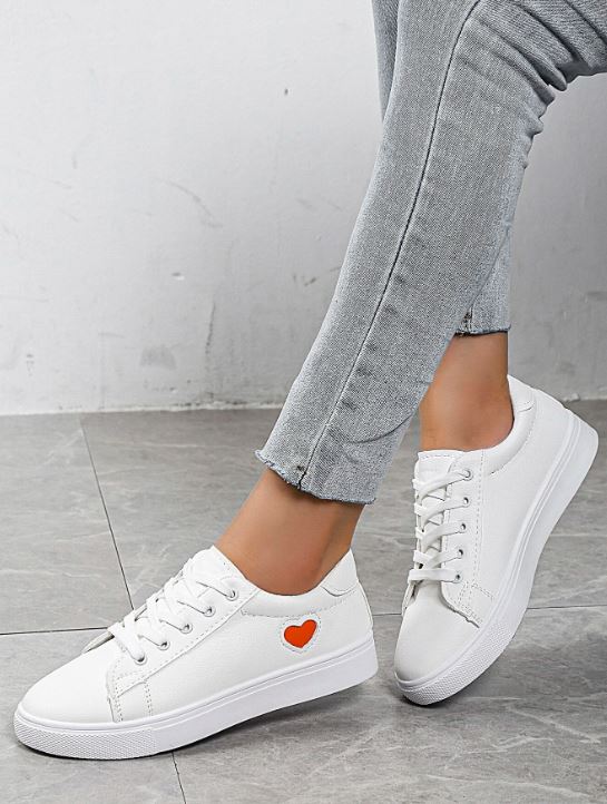 Zapatilla Arezzo - Blanco Corazón Rojo - Tienda Nébula
